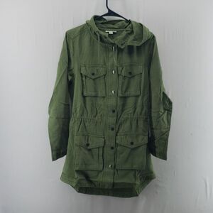 Style & Co Utility Cargo Hooded Jacket Olive Green Field Parka Full Zip XS (hang